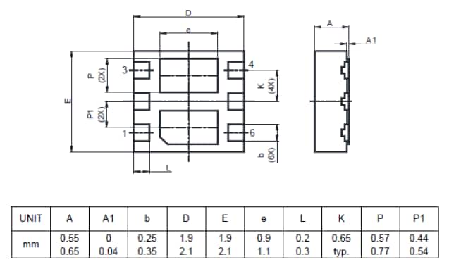 Mechanical Drawing - Diotec Semiconductor DI2A8N03PWK2-AQ Dual N-Channel Power MOSFET